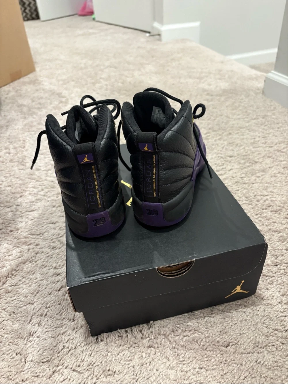 Jordan Kids Black and Purple High-Top Sneakers